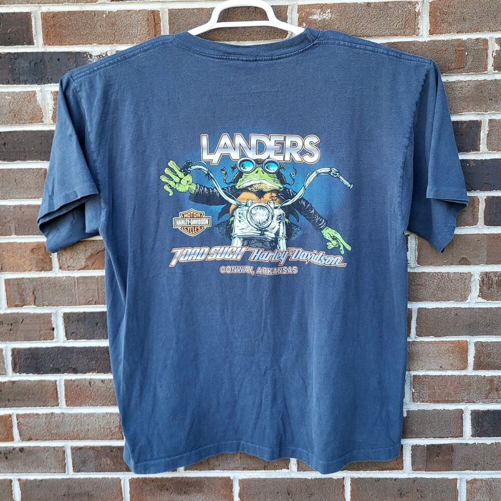 Vintage Harley Davidson Mens XL T-Shirt Toad Suck Conway Arkansas Biker Frog